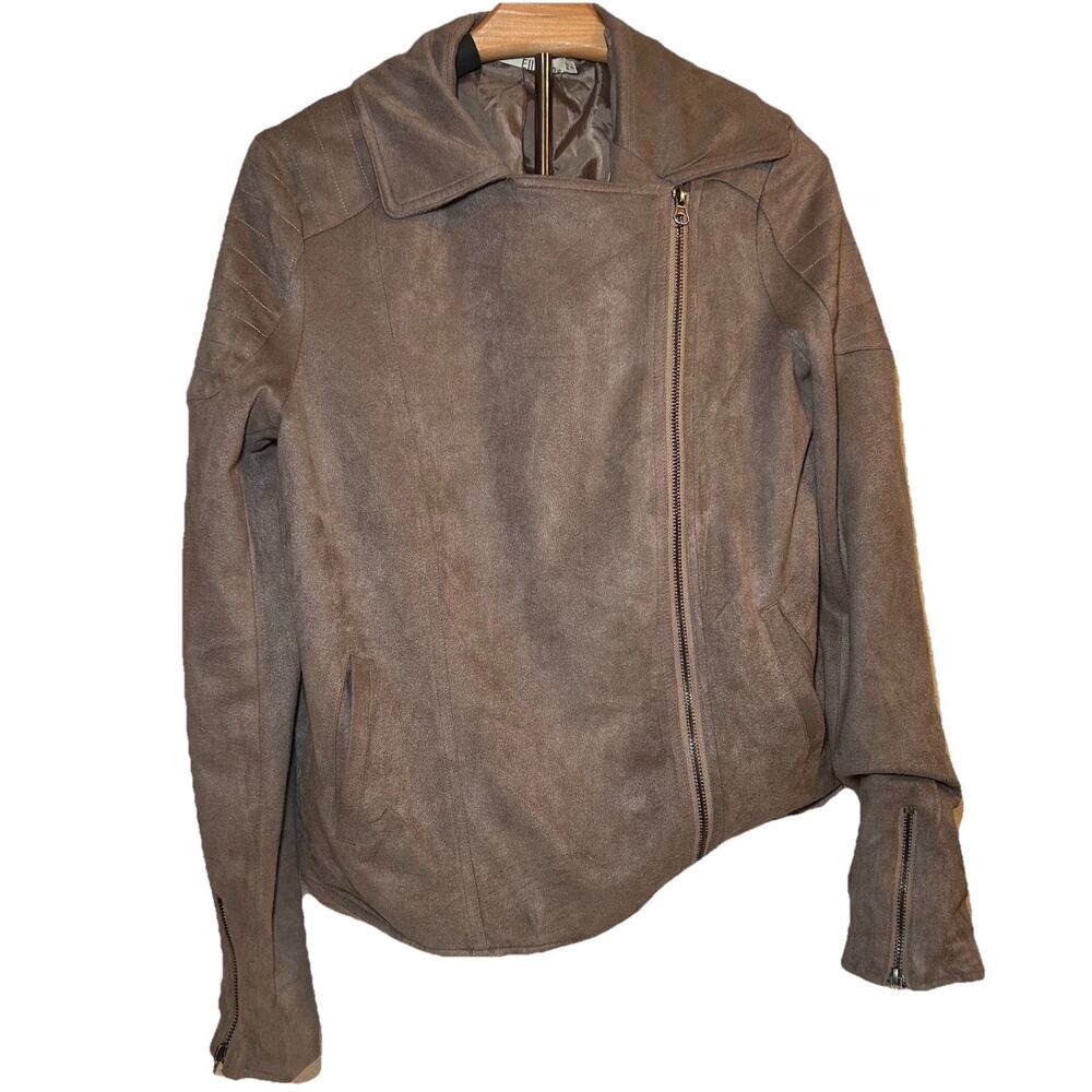 Ellison Brown Suede Jacket Size Medium Women’s Side Zip With Pockets